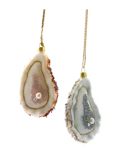 Cody Foster & Co. Cody Foster Oyster W/pearl 2 Assorted Ornament Set, Gold In Multi
