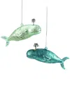 Cody Foster & Co. Cody Foster Set Of 2 Victorian Whale Assorted Ornaments In Multi