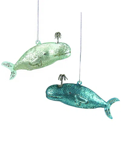 Cody Foster & Co. Cody Foster Set Of 2 Victorian Whale Assorted Ornaments In Multi