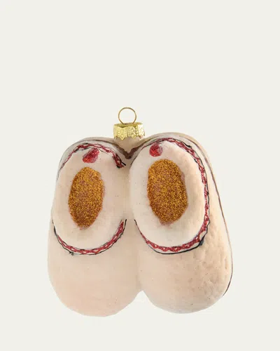 Cody Foster & Co Cozy Fleece Slippers Ornament In Neutral