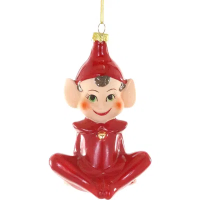 Cody Foster & Co. Elf Glass Ornament In Red