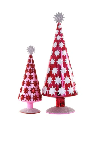 Cody Foster & Co Etoile Tree Ornament Set Of 2 In Red