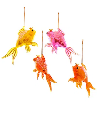 Cody Foster & Co. Fanciful Goldfish 4 Assorted Ornaments In Multi