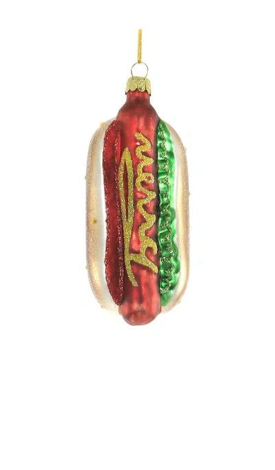 Cody Foster & Co Festive Hotdog Ornament In Multi