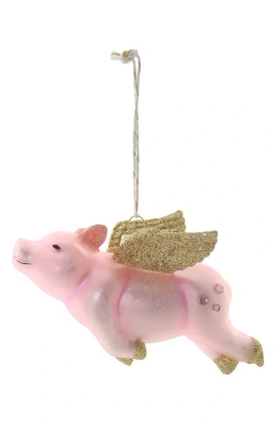 Cody Foster & Co. Flying Pig Glass Ornament In Multi