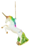 Cody Foster & Co. Glittered Rainbow Unicorn Glass Ornament In Multi