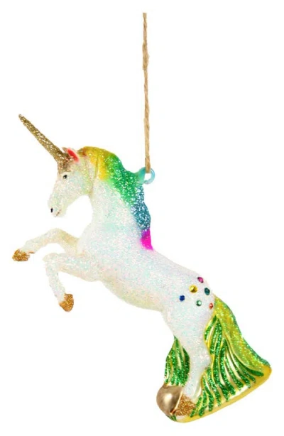 Cody Foster & Co. Glittered Rainbow Unicorn Glass Ornament In Multi