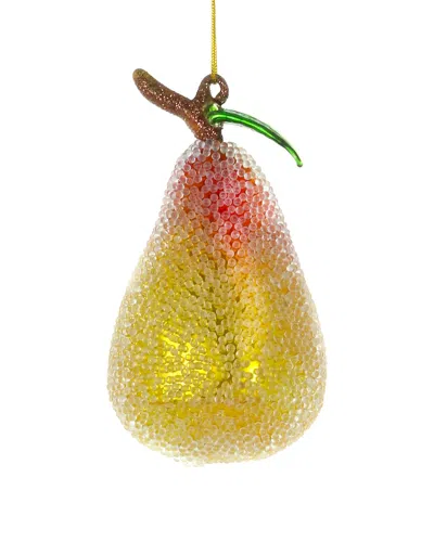 Cody Foster & Co. Handmade Beaded Pear Ornament In Multi
