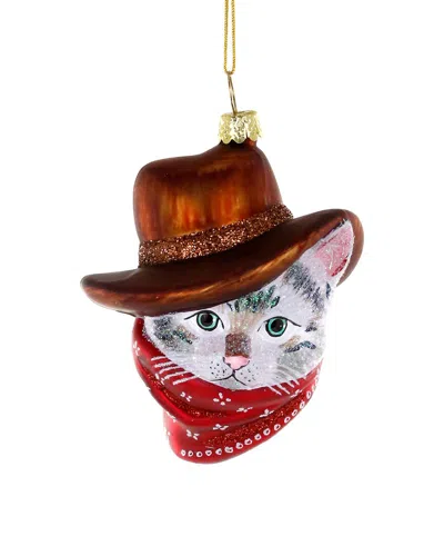 Cody Foster & Co. Handmade Cowboy Kitty Ornament In Multi