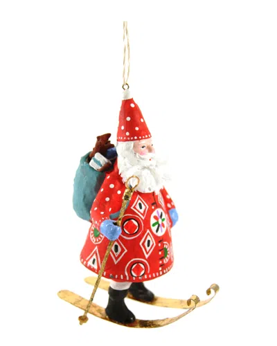 Cody Foster & Co. Handmade Woodland Father Christmas Ornament In Multi
