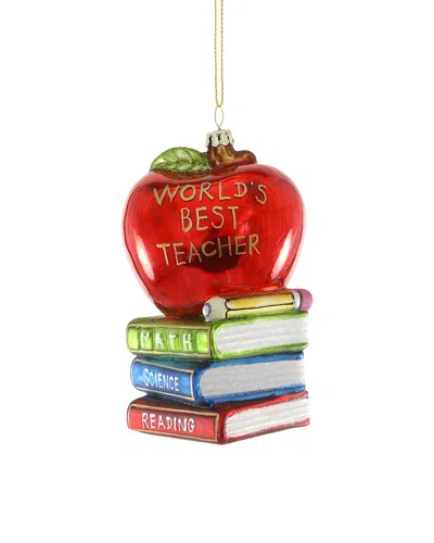 Cody Foster & Co. Handmade Worlds Best Teacher Ornament In Multi