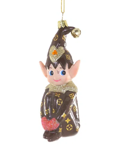 Cody Foster & Co. Knee Hugging Elf Luxe Ornament In Multi