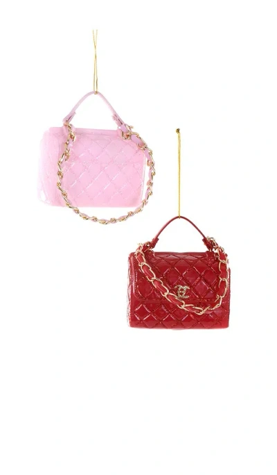 Cody Foster & Co Luxe Handbags Ornament Set Of 2 In Red