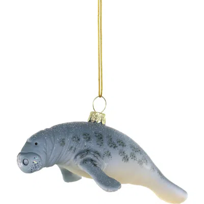 Cody Foster & Co. Manatee Glass Ornament In Gray