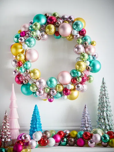 Cody Foster & Co Merriment Glass Ornament Wreath In Multi