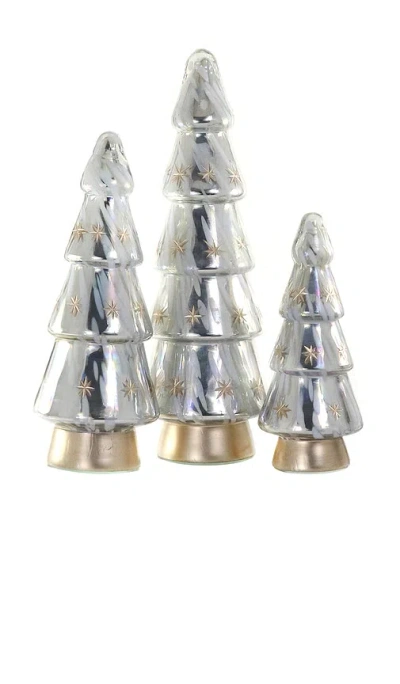 Cody Foster & Co Midnight Snowfall Tree Set Of 3 In Gold