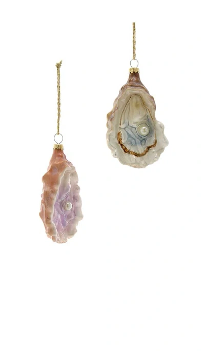 Cody Foster & Co Oyster Ornament Set Of 2 In Neutral