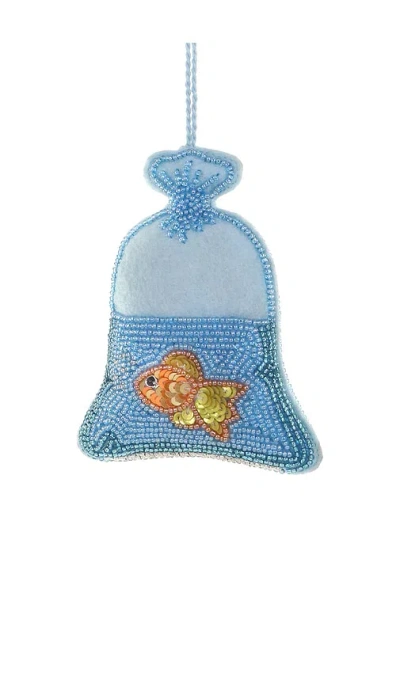 Cody Foster & Co Pet Store Goldfish Ornament In Blue
