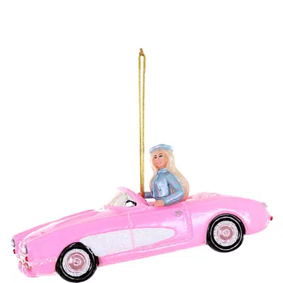 Cody Foster & Co. Pink Corvette Glass Ornament In Multi