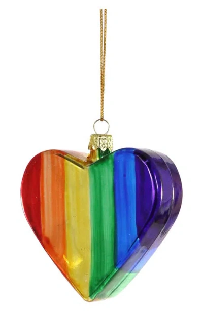 Cody Foster & Co. Rainbow Heart Glass Ornament In Multi