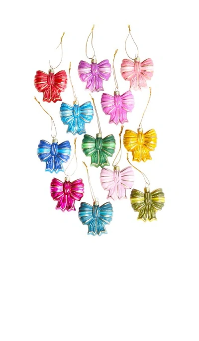 Cody Foster & Co Ribbons And Bows Ornament Set Of 12 In Multi