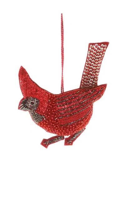 Cody Foster & Co Sequined Cardinal Ornament In Red