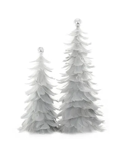 Cody Foster & Co. Set Of 2 Handcrafted Feathered Trees In White