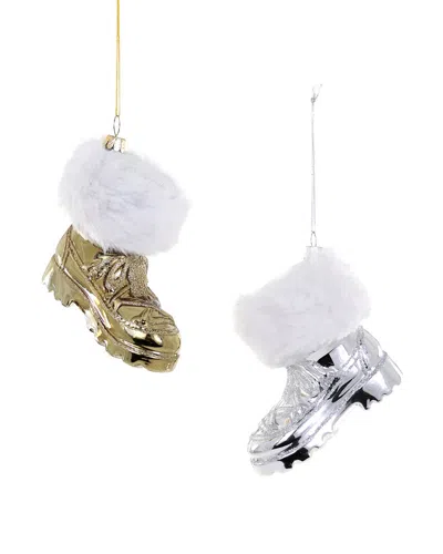 Cody Foster & Co. Set Of 2 Handmade Apres Ski Boot Ornaments In Multi