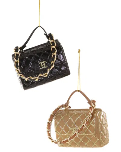 Cody Foster & Co. Set Of 2 Handmade Luxe Handbags Ornaments In Black
