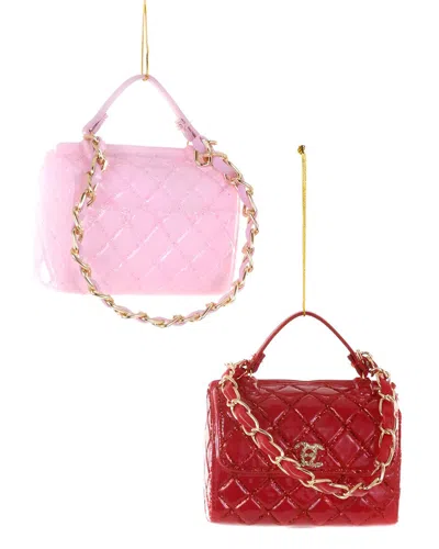 Cody Foster & Co. Set Of 2 Handmade Luxe Handbags Ornaments In Multi