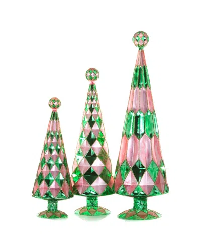 Cody Foster & Co. Set Of 3 Handcrafted Gemstone Trees In Green