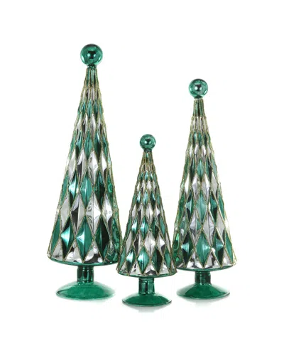 Cody Foster & Co. Set Of 3 Handcrafted Mid Century Diamond Trees In Multi