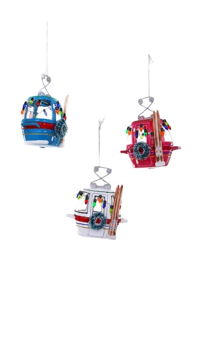 Cody Foster & Co Ski Slope Gondola Ornament Set Of 3 In Multi