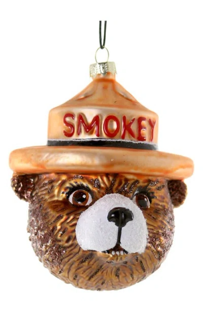 Cody Foster & Co. Smokey Bear Glass Ornament In Brown