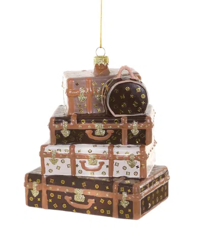 Cody Foster & Co. Stacked Luxury Luggage Set Glass Ornament In Multi