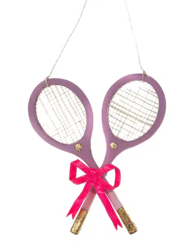 Cody Foster & Co. Tennis Racket & Bows Ornament In Multicolor