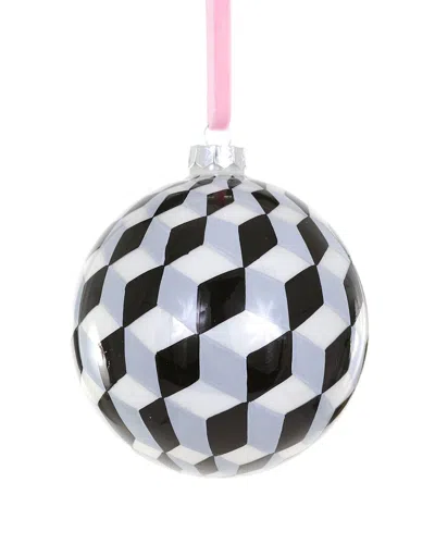 Cody Foster & Co. Tumbling Block Bauble Black Medium Ornament In Multicolor