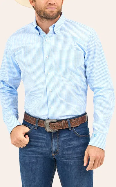 Cody Johnson Men's Light Blue Checked Long Sleeve Western Shirt