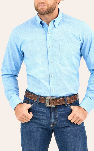 Cody Johnson Men's Light Blue Paisley Print Western Shirt