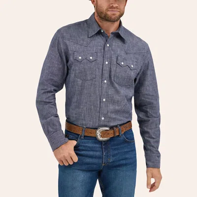Cody Johnson Men's Navy Textured Western Shirt In Blue