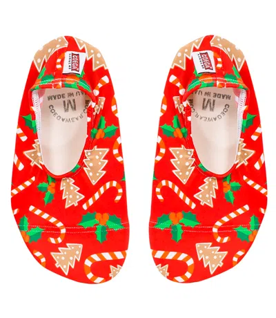 Coéga Christmas Candy Cane Pool &amp; Beach Shoes In Orange