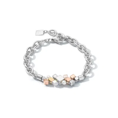 Coeur De Lion Armband Geocube® Cluster Süsswasserperlen & Chunky Chain Tricolor