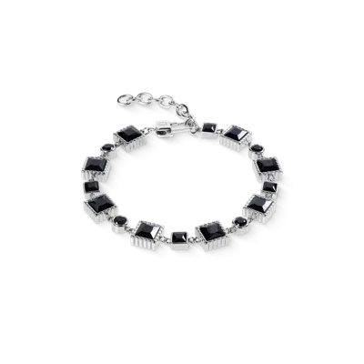 Coeur De Lion Armband Geometry Spinell Und Edelstahl Silber-schwarz In Purple