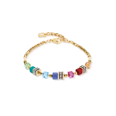 Coeur De Lion Armband Mini Cubes Multicolor Rainbow Gold