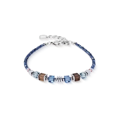 Coeur De Lion Armband Wave Cube Flow Silber-blau