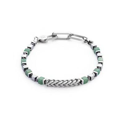 Coeur De Lion Bracelet Precious Cubes & Chain Green-silver