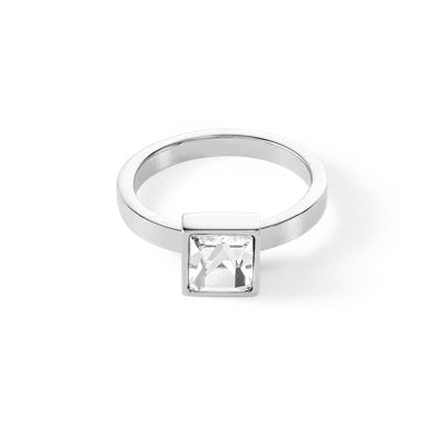 Coeur De Lion Brilliant Square Big Ring Silber Kristall In Metallic