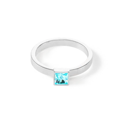 Coeur De Lion Brilliant Square Small Ring Silber Aqua In Transparent