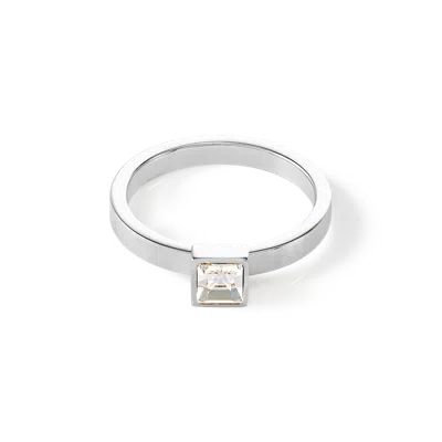 Coeur De Lion Brilliant Square Small Ring Silber Kristall