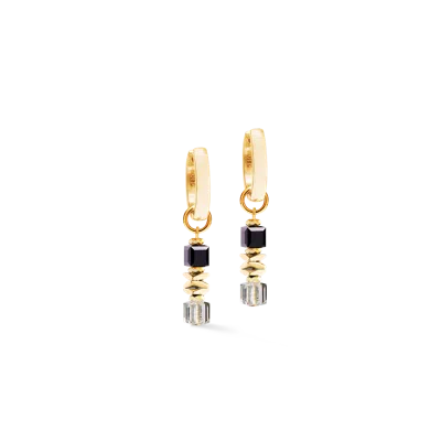 Coeur De Lion Creolen Wave Cube Flow Gold-schwarz
